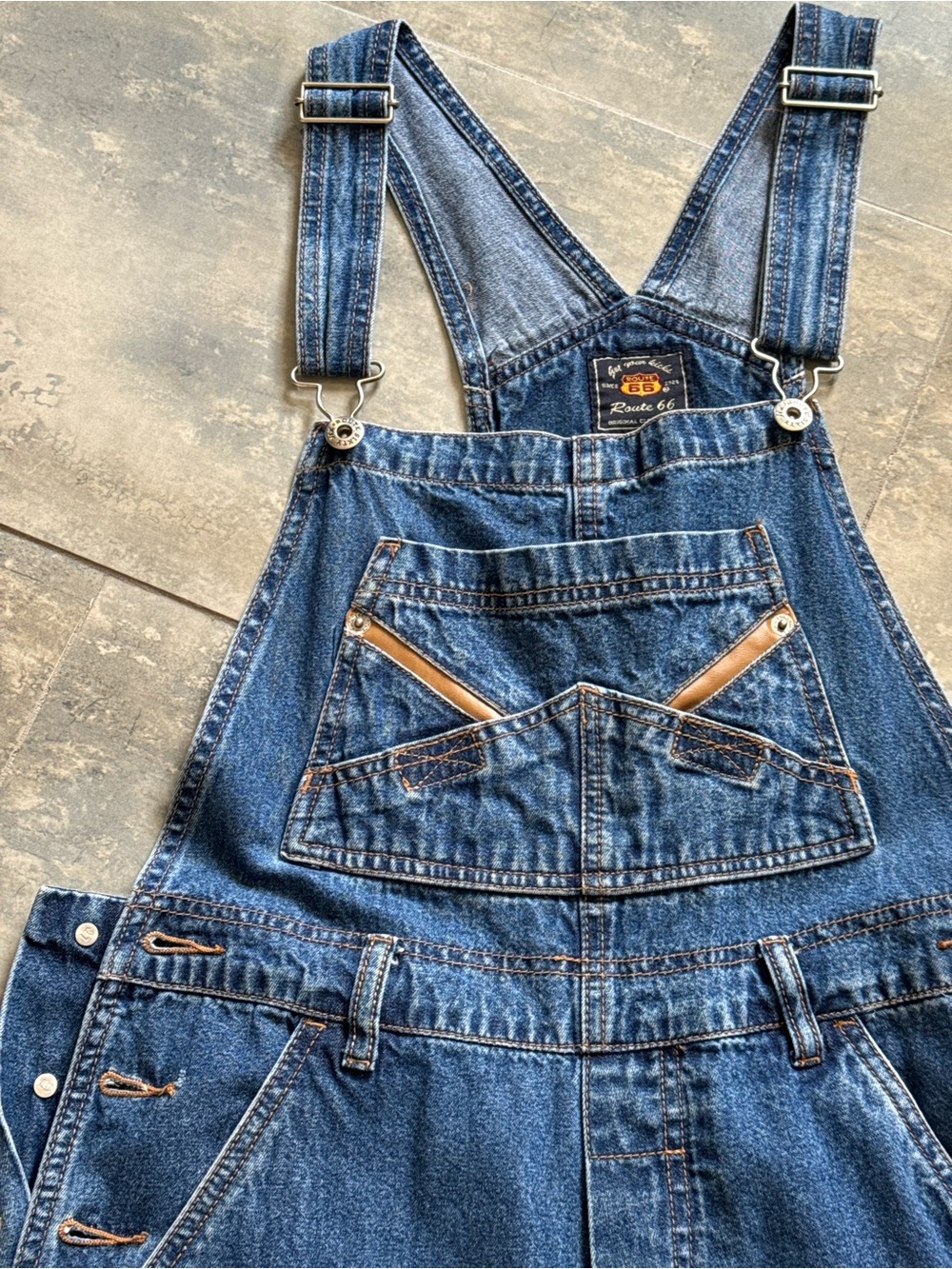 Vintage 90s Route 66 Denim Bib Overalls in Blue Like New